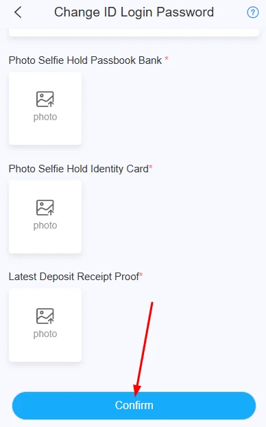 Click on confirm to submit your login issue